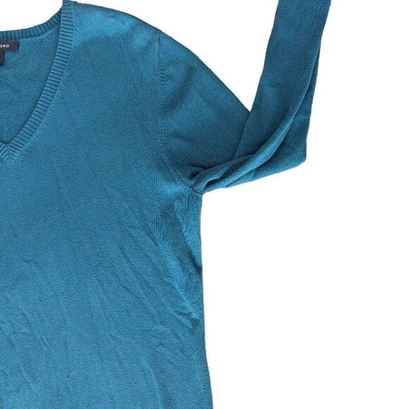 LANDS' END Blue V-Neck Sweater Baumwolle Lightweight Size M 10-12 - Picture 6 of 6